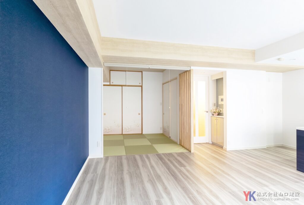 ブルーで統一したシックな空間に一新。和モダンと遊び心のある洗練されたお住まいへ（板橋区 I様邸）