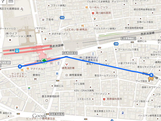 練馬駅からのルート