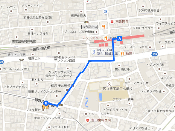 桜台駅からのルート