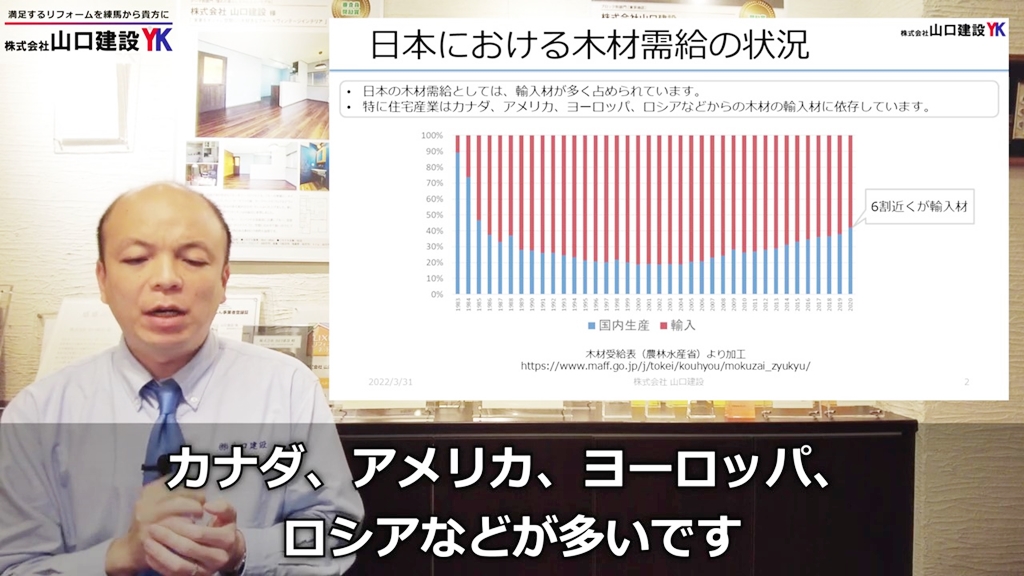 約6割は外国の木材に頼っているのが現状です