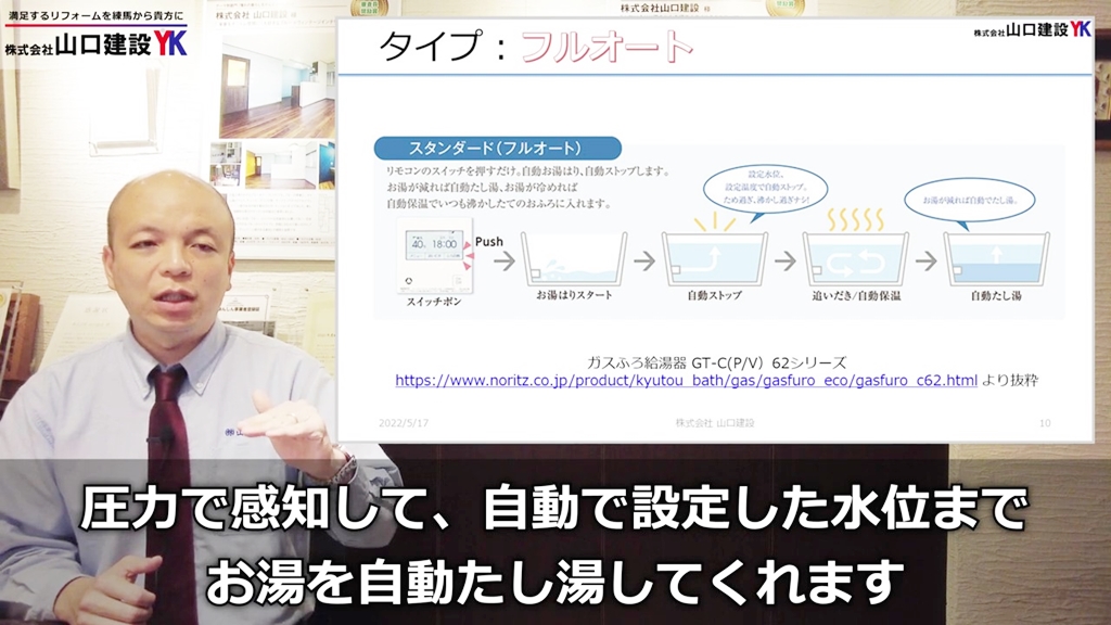 給湯器のタイプ(フルオート)について