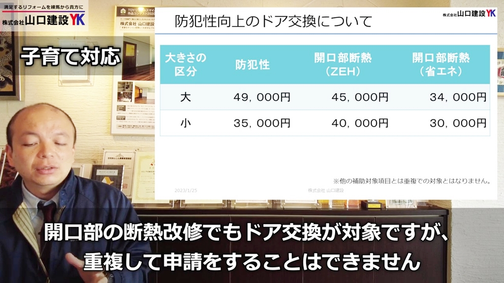 【子育て対応改修】防犯性向上のドア交換について