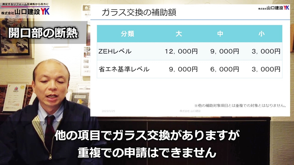 補助金額について_開口部の断熱改修(ガラス交換)
