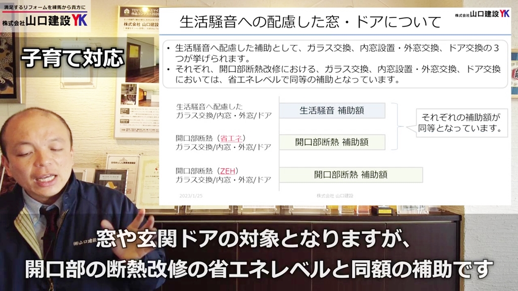 【子育て対応改修】生活騒音への配慮(窓・ドア)について