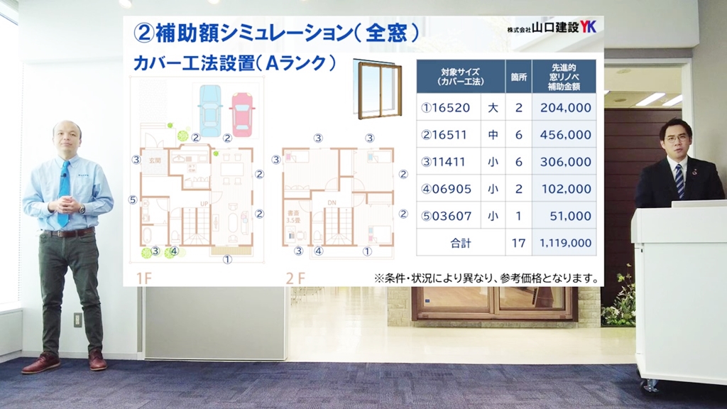 カバー工法設置:補助額シミュレーション(LDK)