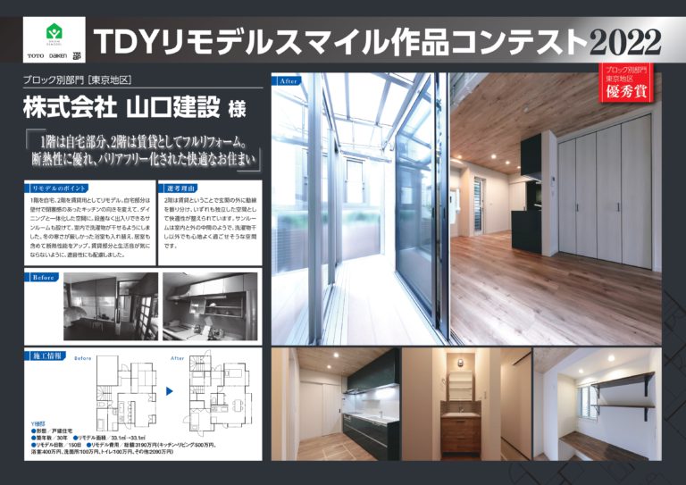 TDYリモデルスマイル作品コンテスト2022の受賞作品がTOTO新宿ショールームに掲載されています。