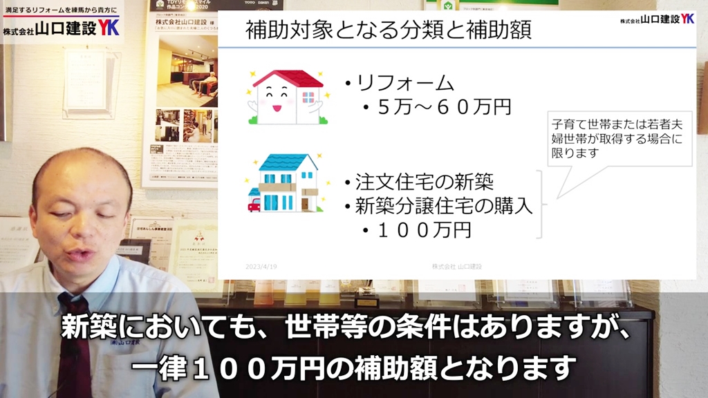 補助対象となる分類と補助額について