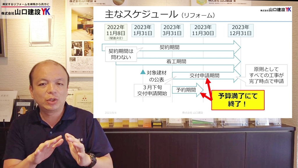 こどもエコすまい支援事業の主なスケジュール