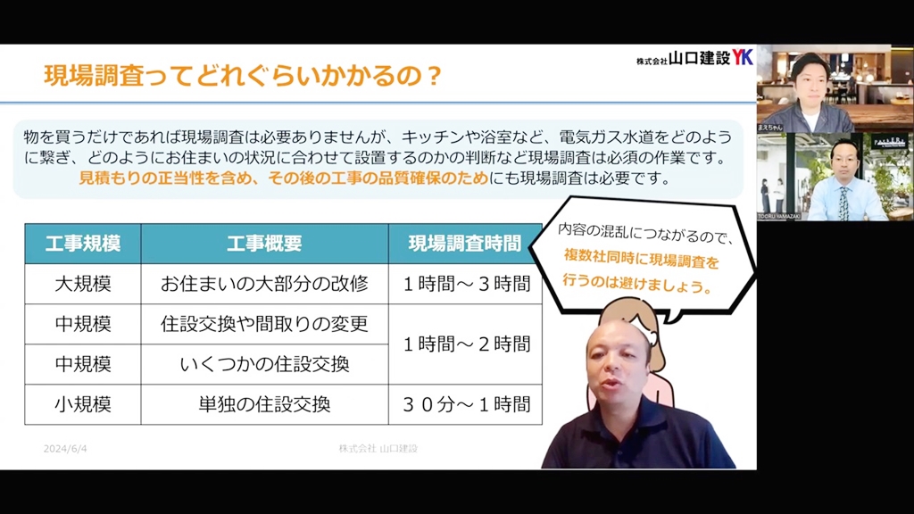 現場調査にかかる時間は？