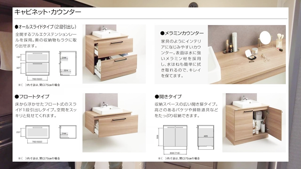 特長5：選べるキャビネットについて