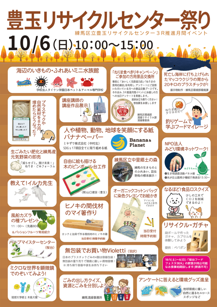 豊玉リサイクルセンター祭り〈3R推進月間イベント〉の協賛について(2024年10月6日)