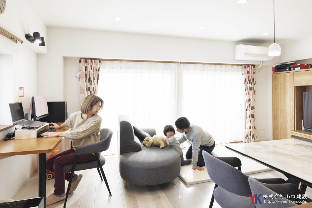 子育てがもっと楽しくなる!開放的で日当たり抜群の快適LDK。築古マンションを劇的リノベーション(板橋区 A様邸)