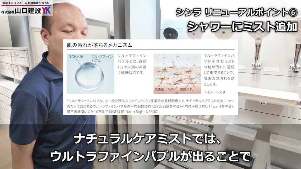 ウルトラファインバブルを含むミスト吐水「ナチュラルケアミスト」